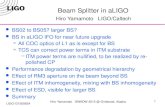 Hiro Yamamoto GWADW 2015 @ Girdwood, Alaska LIGO-G1500634 Beam Splitter in aLIGO Hiro Yamamoto LIGO/Caltech BS02 to BS05? larger BS? BS in aLIGO IFO for.