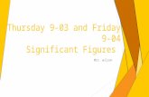 Thursday 9-03 and Friday 9-04 Significant Figures Mrs. wilson.