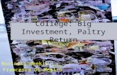 College: Big Investment, Paltry Return Business Weekly By: Francesca Di Meglio.