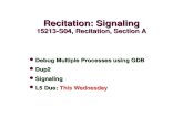 Recitation: Signaling 15213-S04, Recitation, Section A Debug Multiple Processes using GDB Debug Multiple Processes using GDB Dup2 Dup2 Signaling Signaling.