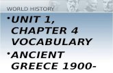 WORLD HISTORY UNIT 1, CHAPTER 4 VOCABULARY ANCIENT GREECE 1900-133 B.C.