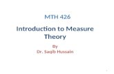 1 By Dr. Saqib Hussain Introduction to Measure Theory MTH 426.
