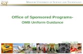 Office of Sponsored Programs- OMB Uniform Guidance October 21, 2015.