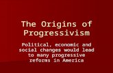 The Origins of Progressivism Political, economic and social changes would lead to many progressive reforms in America.