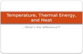….What’s the difference?? Temperature, Thermal Energy, and Heat.