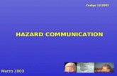 HAZARD COMMUNICATION Marzo 2003 Codigo 12/2003. Hazard Communication HAZARD COMMUNICATION.