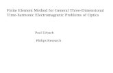 Finite Element Method for General Three-Dimensional Time-harmonic Electromagnetic Problems of Optics Paul Urbach Philips Research.