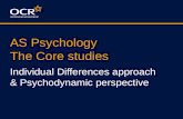 AS Psychology The Core studies Individual Differences approach & Psychodynamic perspective.