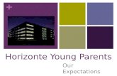 + Horizonte Young Parents Our Expectations. + Horizonte Expectations follow directionsbe there…be readybe respectfulbe responsiblehands & feet to yourself.