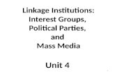 Linkage Institutions: Interest Groups, Political Parties, and Mass Media Unit 4 1.