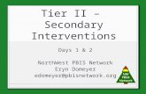 Tier II – Secondary Interventions Days 1 & 2 NorthWest PBIS Network Eryn Domeyer edomeyer@pbisnetwork.org.
