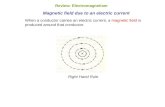 Magnetic field due to an electric current When a conductor carries an electric current, a magnetic field is produced around that conductor. Right Hand.