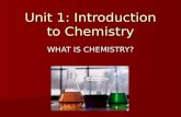 Unit 1: Introduction to Chemistry WHAT IS CHEMISTRY?