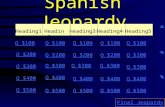 Spanish Jeopardy Heading1Heading2Heading3Heading4 Heading5 Q $100 Q $200 Q $300 Q $400 Q $500 Q $100 Q $200 Q $300 Q $400 Q $500 Final Jeopardy.