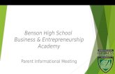 Benson High School Business & Entrepreneurship Academy Parent Informational Meeting.
