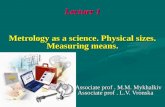 Lecture 1 Metrology as a science. Physical sizes. Measuring means. Associate prof. M.M. Mykhalkiv Associate prof. L.V. Vronska Associate prof. M.M. Mykhalkiv.