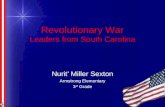 Revolutionary War Leaders from South Carolina Nurit’ Miller Sexton Armstrong Elementary 3 rd Grade.