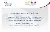 Programme Operators Meeting Programme CZ11 Public Health Initiatives Context of the Programme CZ 11 related to the health strategies in the Czech Republic.