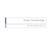 Poetic Terminology Review of grade 9 and 10. There are several aspects of poetry that make it unique. Some of these include:  1- Repetition  2- Rhyme.