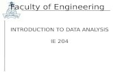 Faculty of Engineering INTRODUCTION TO DATA ANALYSIS IE 204.