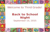 Welcome to Third Grade! Back to School Night September 15, 2015.