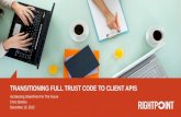 TRANSITIONING FULL TRUST CODE TO CLIENT APIS Architecting SharePoint For The Future Chris Domino December 10, 2015.