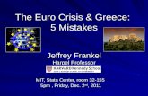 The Euro Crisis & Greece: 5 Mistakes Jeffrey Frankel Harpel Professor MIT, Stata Center, room 32-155 5pm, Friday, Dec. 2 nd, 2011.