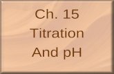 Ch. 15 Titration And pH. Ionization of Water _____________________: two water molecules produce a hydronium ion and a hydroxide ion by transfer of a proton.