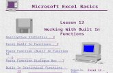 Return To Index Excel 13 - 1 Microsoft Excel Basics Lesson 13 Working With Built In Functions Descriptive StatisticsDescriptive Statistics - 2 Excel Built.