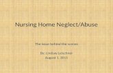 Nursing Home Neglect/Abuse The issue behind the scenes By: Lindsay Leischner August 1, 2011.