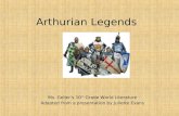 Arthurian Legends Ms. Geller’s 10 th Grade World Literature Adapted from a presentation by Juliette Evans.