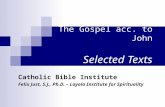 The Gospel acc. to John Selected Texts Catholic Bible Institute Felix Just, S.J., Ph.D. – Loyola Institute for Spirituality.