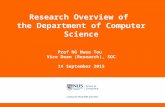 Research Overview of the Department of Computer Science Prof NG Hwee Tou Vice Dean (Research), SOC 14 September 2015.