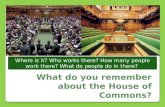 What do you remember about the House of Commons? Where is it? Who works there? How many people work there? What do people do in there?