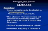 Psychology 137C: Intimate Relationships Week 1, Lecture 2: Methods Reminders : Course materials can be downloaded at:  Access problems?