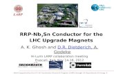 D.R. Dietderich Frascati, Italy Nov. 14-16, 2012 RRP-NbSn Conductor for the LHC Upgrade Magnets RRP-Nb 3 Sn Conductor for the LHC Upgrade Magnets A. K