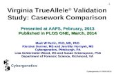 Virginia TrueAllele ® Validation Study: Casework Comparison Presented at AAFS, February, 2013 Published in PLOS ONE, March, 2014 Mark W Perlin, PhD, MD,