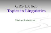 Week 6. Statistics etc. GRS LX 865 Topics in Linguistics.
