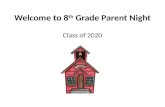 Welcome to 8 th Grade Parent Night Class of 2020.