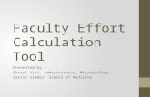 Faculty Effort Calculation Tool Presented by: Sheryl Vick, Administrator, Microbiology Carson Simões, School of Medicine.