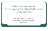 Effective Inclusion Strategies for Students with Disabilities Beckie Rotondo, M.Ed. Itinerant Autistic Support Teacher.