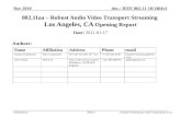 Doc.: IEEE 802.11-10/1404r3 Submission 802.11aa – Robust Audio Video Transport Streaming Los Angeles, CA Opening Report Date: 2011-01-17 Authors: Nov 2010.