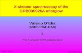 X-shooter spectroscopy of the GRB090926A afterglow Valerio D’Elia (ASDC/INAF-OAR) & The X-shooter GRB collaboration April, 22nd - 2010 Kyoto - Japan.