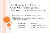 Student ID ： M9820202 Student ： Chung-Chieh Lien Teacher ： Ming-Yuan Shieh An Illumination Adaptive Color Object Recognition Method in Robot Soccer Match.