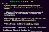 Physics 207: Lecture 5, Pg 1 Physics 207, Lecture 5, Sept. 17 l Goals:  Solve problems with multiple accelerations in 2- dimensions (including linear,