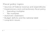 Fiscal policy topics 1  Sources of Federal revenue and expenditures  Expansionary and contractionary fiscal policy  Spending multiplier  Tax multiplier.