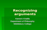 Recognizing arguments Kareem Khalifa Department of Philosophy Middlebury College.