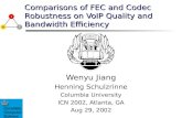 Comparisons of FEC and Codec Robustness on VoIP Quality and Bandwidth Efficiency Wenyu Jiang Henning Schulzrinne Columbia University ICN 2002, Atlanta,