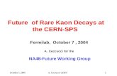 October 7, 2004A. Ceccucci/ CERN1 Future of Rare Kaon Decays at the CERN-SPS Fermilab, October 7, 2004 A.Ceccucci for the NA48-Future Working Group.