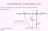 GRAPHING PARABOLAS This presentation is modified from a HyperStudio presentation. Annette Williams MTSU.